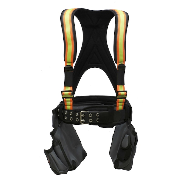 Super Anchor Safety Medium - Gray Frame/Hi-Viz Webbing All-Pakka Harness with Tool Bag Combo. (Not for Fall Protectio 6351-GHM - main